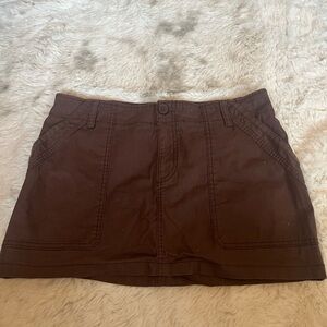 Brown mini cargo skirt